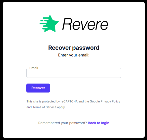 Password recovery screen